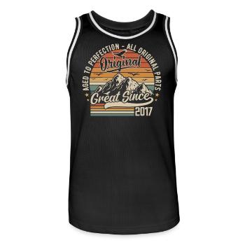 Vintage Né en 2017 | 8e Anniversaire Cadeau 2017 - Maillot de basket Homme - noir/blanc - Devant - AI Model Male 185 dark (185cm)