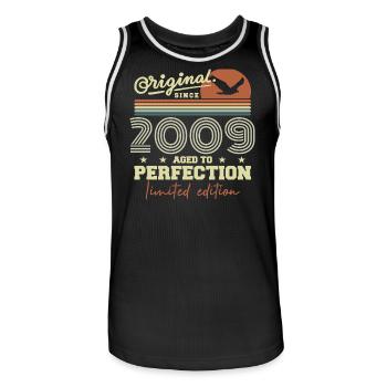 Original 2009 Birthday Gift 2009 Retro 2009 - Men's Basketball Jersey - black/white - Front - AI Model Male 185 dark (185cm)