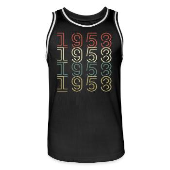 Original 1958 Jahrgang Vintage Geburtstag Retro - Männer Basketball-Trikot - Schwarz/Weiß - Vorne - AI Model Male 185 dark (185cm)