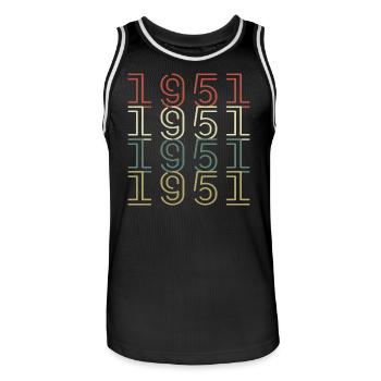 Original 1951 Jahrgang Vintage Geburtstag Retro - Männer Basketball-Trikot - Schwarz/Weiß - Vorne - AI Model Male 185 dark (185cm)