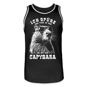 Ich spüre das Tier in mir, es ist ein Capybara - Männer Basketball-Trikot - Schwarz/Weiß - Vorne - AI Model Male 185 dark (185cm)