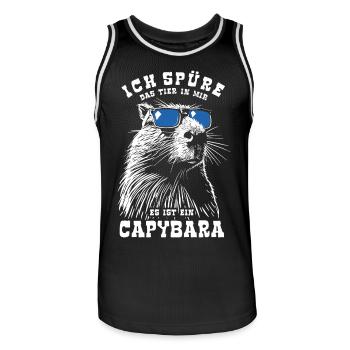 Ich spüre das Tier in mir, es ist ein Capybara - Männer Basketball-Trikot - Schwarz/Weiß - Vorne - AI Model Male 185 dark (185cm)