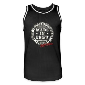 Rétro Patch Vintage 1957 cadeau d’anniversaire - Maillot de basket Homme - noir/blanc - Devant - AI Model Male 185 dark (185cm)