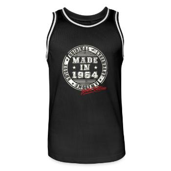 Rétro Patch Vintage 1964 cadeau d’anniversaire - Maillot de basket Homme - noir/blanc - Devant - AI Model Male 185 dark (185cm)