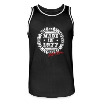 Rétro Patch Vintage 1977 cadeau d’anniversaire - Maillot de basket Homme - noir/blanc - Devant - AI Model Male 185 dark (185cm)