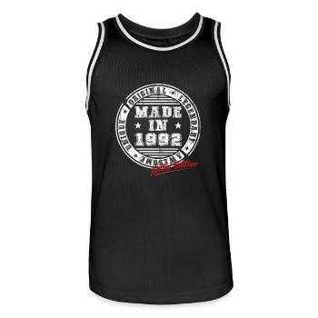 Retro Patch Vintage 1992 Birthday Gift - Men's Basketball Jersey - black/white - Front - AI Model Male 185 dark (185cm)