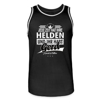 Jede Zeit hat Ihre Helden Ihr habt Gerd - Männer Basketball-Trikot - Schwarz/Weiß - Vorne - AI Model Male 185 dark (185cm)