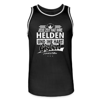Chaque époque a ses héros Vous avez Gisbert - Maillot de basket Homme - noir/blanc - Devant - AI Model Male 185 dark (185cm)