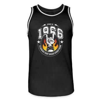 1966 Birthday, rocks everything - Men's Basketball Jersey - black/white - Front - AI Model Male 185 dark (185cm)