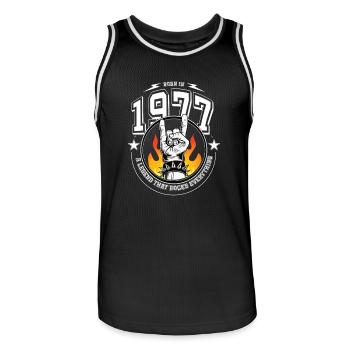 1977 Geburtstag, rockt alles - Männer Basketball-Trikot - Schwarz/Weiß - Vorne - AI Model Male 185 dark (185cm)