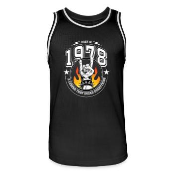 1978 Anniversaire, berce tout - Maillot de basket Homme - noir/blanc - Devant - AI Model Male 185 dark (185cm)