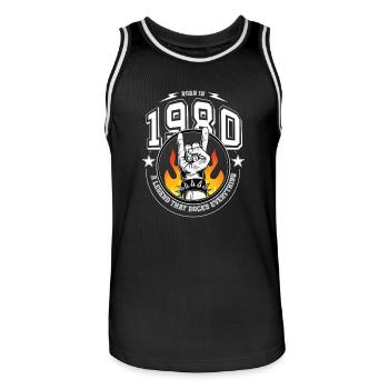 Anniversaire de 1980, tout bascule - Maillot de basket Homme - noir/blanc - Devant - AI Model Male 185 dark (185cm)