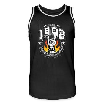 1992 Anniversaire, rock tout - Maillot de basket Homme - noir/blanc - Devant - AI Model Male 185 dark (185cm)