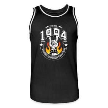 1994 Anniversaire, tout bascule - Maillot de basket Homme - noir/blanc - Devant - AI Model Male 185 dark (185cm)