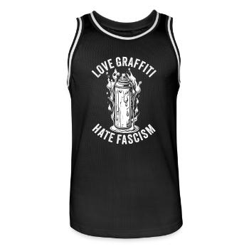 Love Graffiti Hate Fascism - Männer Basketball-Trikot - Schwarz/Weiß - Vorne - AI Model Male 185 dark (185cm)