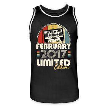Février 2017 Vintage Anniversaire Rétro Cadeau - Maillot de basket Homme - noir/blanc - Devant - AI Model Male 185 dark (185cm)