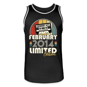 February 2014 Vintage Anniversary Retro Gift - Men's Basketball Jersey - black/white - Front - AI Model Male 185 dark (185cm)