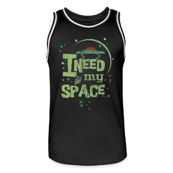 GREEN I NEED MY SPACE - Spruch Sprüche Shirt Motiv - Männer Basketball-Trikot - Schwarz/Weiß - Vorne - AI Model Male 185 dark (185cm)