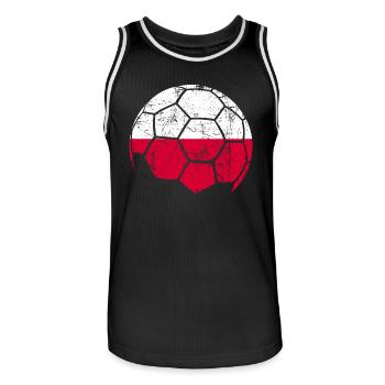 Poland Soccer Ball Fußball - Männer Basketball-Trikot - Schwarz/Weiß - Vorne - AI Model Male 185 dark (185cm)