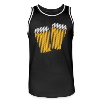 2 Biergläser Stoßen An (Bier / Scribble) - Männer Basketball-Trikot - Schwarz/Weiß - Vorne - AI Model Male 185 dark (185cm)