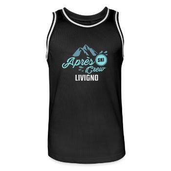 Apres Ski Crew Livigno T-Shirt - Männer Basketball-Trikot - Schwarz/Weiß - Vorne - AI Model Male 185 dark (185cm)