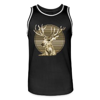 Hirsch - Männer Basketball-Trikot - Schwarz/Weiß - Vorne - AI Model Male 185 dark (185cm)