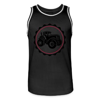 Silhouette d’agriculteur de tracteur - Maillot de basket Homme - noir/blanc - Devant - AI Model Male 185 dark (185cm)