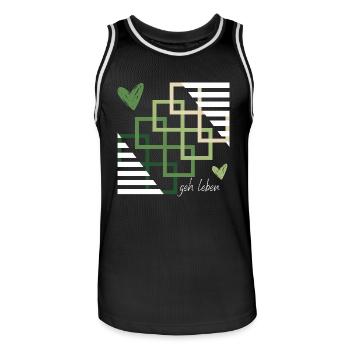 geh leben - Männer Basketball-Trikot - Schwarz/Weiß - Vorne - AI Model Male 185 dark (185cm)