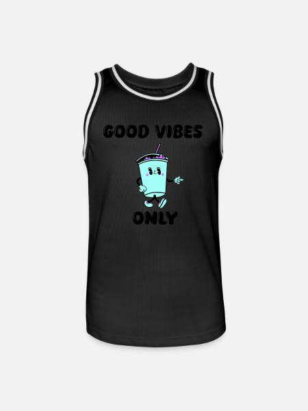 drink cartoon vibes - Men's Basketball Jersey - black/white