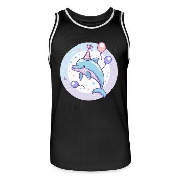 Dolphin Birthday Baby - Men's Basketball Jersey - black/white - Front - AI Model Male 185 dark (185cm)