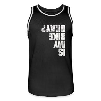 IS MY BIKE OK FUNNY BIKE SHIRT - Men's Basketball Jersey - black/white - Front - AI Model Male 185 dark (185cm)