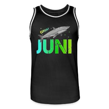 Juin Nom Jour Anniversaire Juin - Maillot de basket Homme - noir/blanc - Devant - AI Model Male 185 dark (185cm)