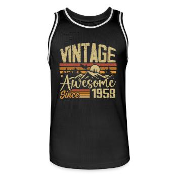 Jahrgang 1958 Retro 1958 Geburtstagsgeschenk - Männer Basketball-Trikot - Schwarz/Weiß - Vorne - AI Model Male 185 dark (185cm)