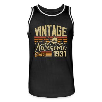 Vintage 1931 Rétro Cadeau D’anniversaire 1931 - Maillot de basket Homme - noir/blanc - Devant - AI Model Male 185 dark (185cm)