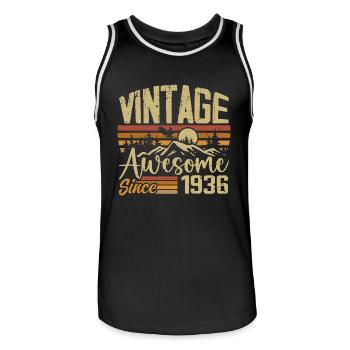 Vintage 1936 Rétro Cadeau D’anniversaire 1936 - Maillot de basket Homme - noir/blanc - Devant - AI Model Male 185 dark (185cm)