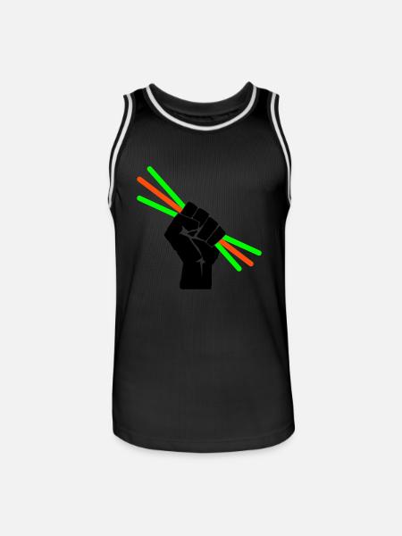 Leuchtstäbchen - Knicklicht - Faust - Männer Basketball-Trikot - Schwarz/Weiß