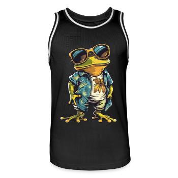 Frosch Lustig Sommer - Männer Basketball-Trikot - Schwarz/Weiß - Vorne - AI Model Male 185 dark (185cm)