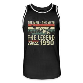 Retro 1990 Vintage - Cadeau D’anniversaire 1990 - Maillot de basket Homme - noir/blanc - Devant - AI Model Male 185 dark (185cm)