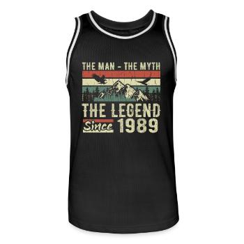 Retro 1989 Vintage - Cadeau D’anniversaire 1989 - Maillot de basket Homme - noir/blanc - Devant - AI Model Male 185 dark (185cm)