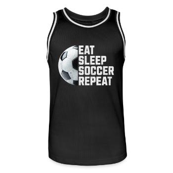 EAT SLEEP SOCCER REPEAT - Männer Basketball-Trikot - Schwarz/Weiß - Vorne - AI Model Male 185 dark (185cm)