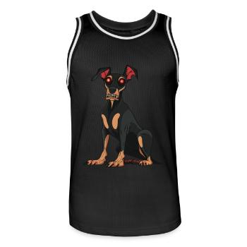 Dobermann Hund Halloween Lustig Zombie - Männer Basketball-Trikot - Schwarz/Weiß - Vorne - AI Model Male 185 dark (185cm)