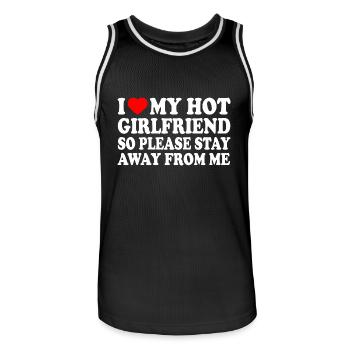 i love my hot girlfriend so please stay away from - Men's Basketball Jersey - black/white - Front - AI Model Male 185 dark (185cm)