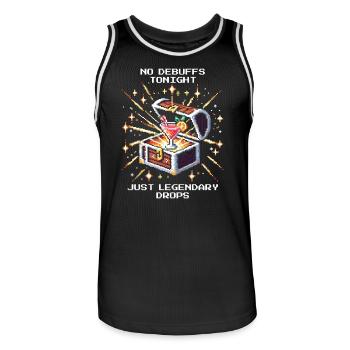 Legendary Drinks | No debuffs, only crits - Men's Basketball Jersey - black/white - Front - AI Model Male 185 dark (185cm)