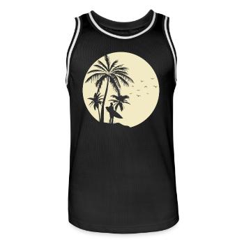 Surfer Palmen Sommer Sonne Strand Surfen - Männer Basketball-Trikot - Schwarz/Weiß - Vorne - AI Model Male 185 dark (185cm)