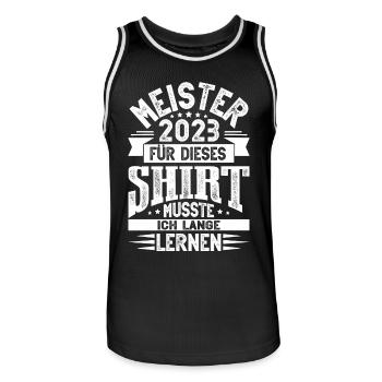 Meister 2023 Meisterprüfung Meisterbrief - Männer Basketball-Trikot - Schwarz/Weiß - Vorne - AI Model Male 185 dark (185cm)