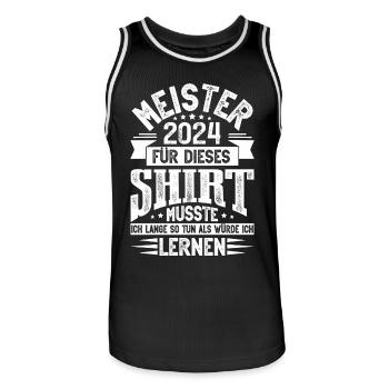 Meister 2024 Meisterprüfung Meisterbrief - Männer Basketball-Trikot - Schwarz/Weiß - Vorne - AI Model Male 185 dark (185cm)