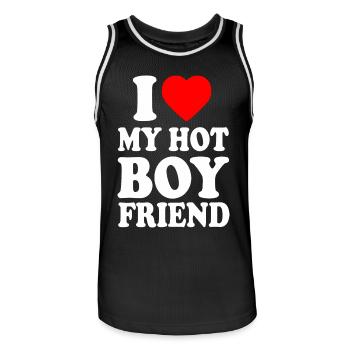 i love my hot boyfriend - Men's Basketball Jersey - black/white - Front - AI Model Male 185 dark (185cm)