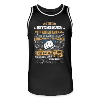 Edles Berufe-Shirt für den Betonbauer - Männer Basketball-Trikot - Schwarz/Weiß - Vorne - AI Model Male 185 dark (185cm)