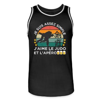 J' aime le judo et l' apéro humour judoka vintage - Maillot de basket Homme - noir/blanc - Devant - AI Model Male 185 dark (185cm)