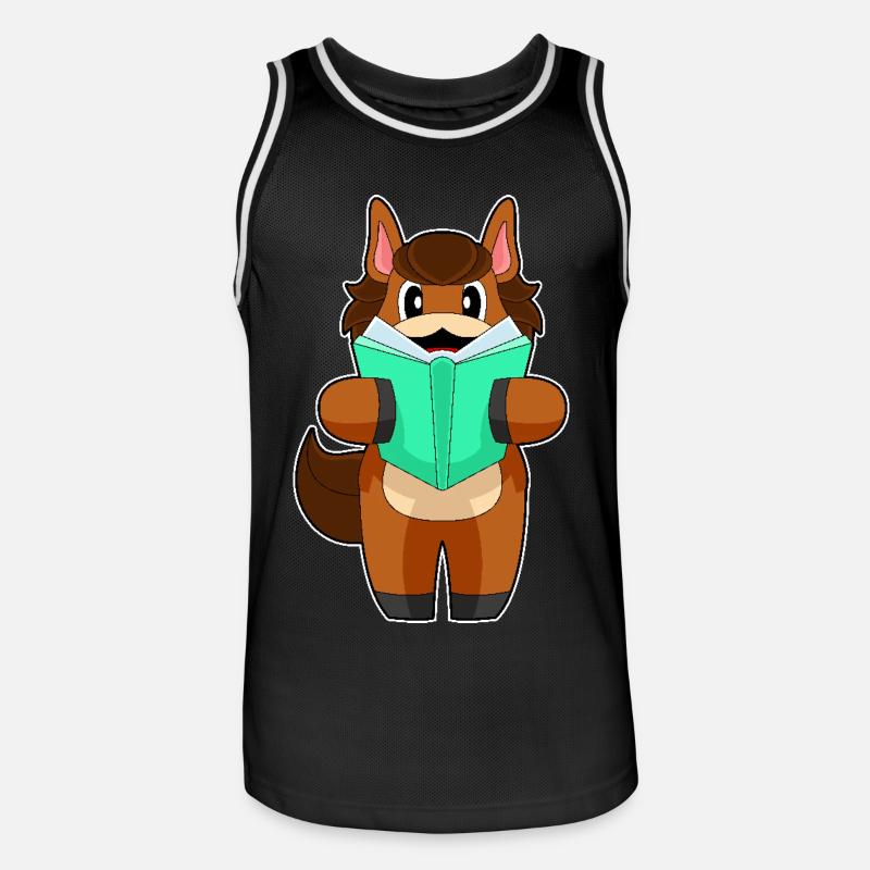 Pferd Buch - Männer Basketball-Trikot - Schwarz/Weiß